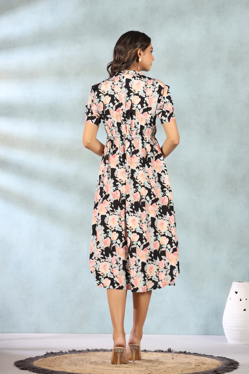 Russian Silk Gown with Puffed Sleeve