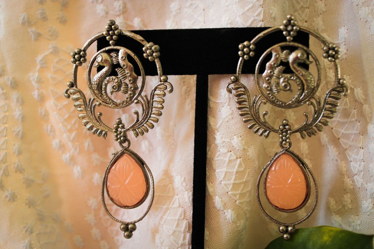 PEACOCK OXIDIZED EARRING