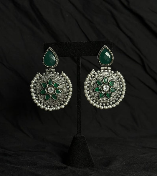 OXIDIZED GREEN EARRING