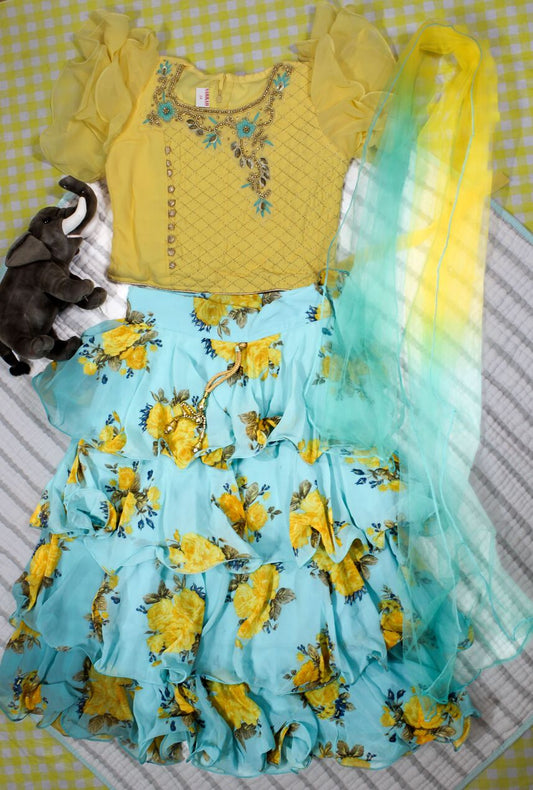 PARTY WEAR WITH TOP,SKIRT&DUPATTA