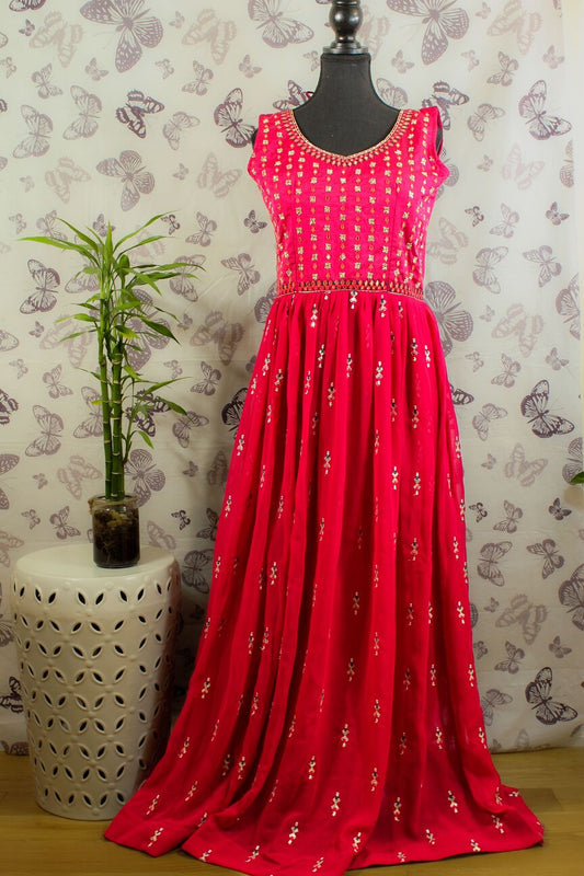 STUNNING Georgette GOWN ,SLEEVES ATTACHED