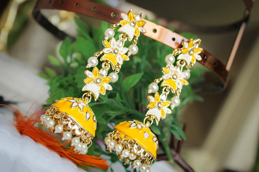 SPARKLING KUNDAN&PEARL JHUMKI- JEW122