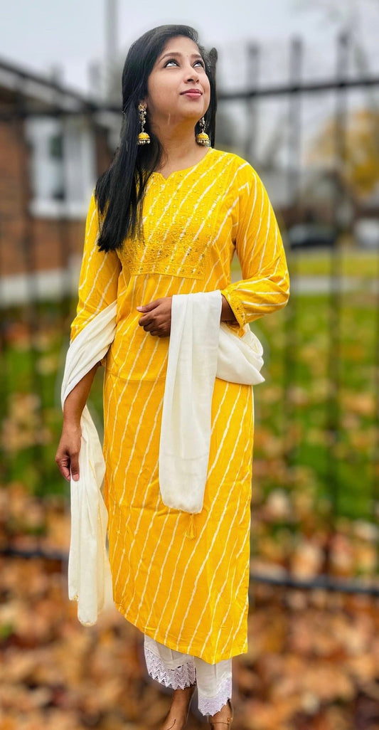 GLOBAL DESI Kurta with Trouser & Dupatta