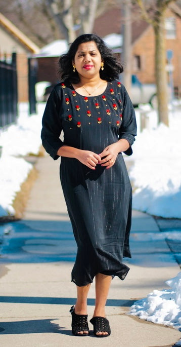 DESIGNER BLACK A LINE KURTA