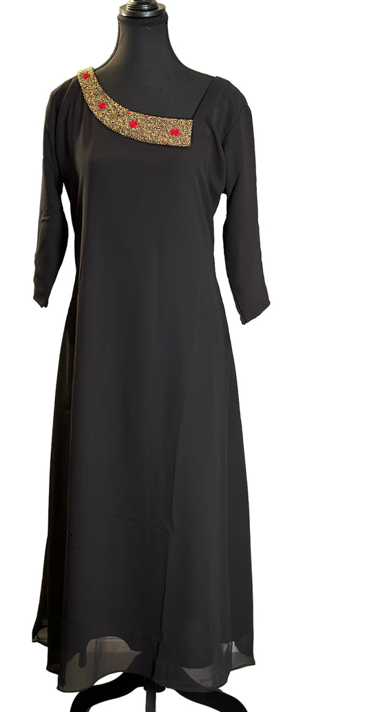 DESIGNER BLACK A LINE KURTA